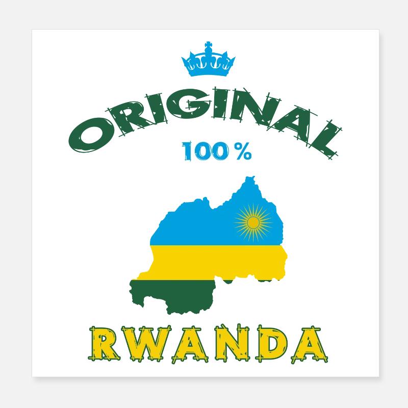Design original 100 % drapeau du Rwanda Poster 20 x 20 cm