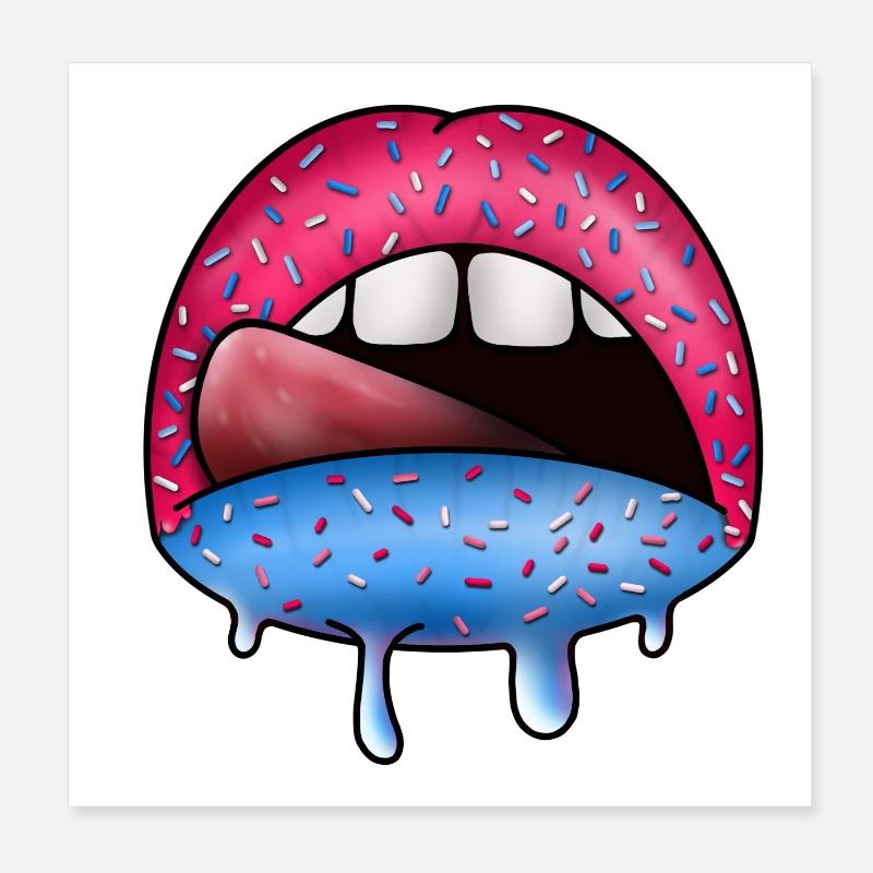 Zuckerlippen Neon Tropfkunst - Poster 20x20 cm - Weiß