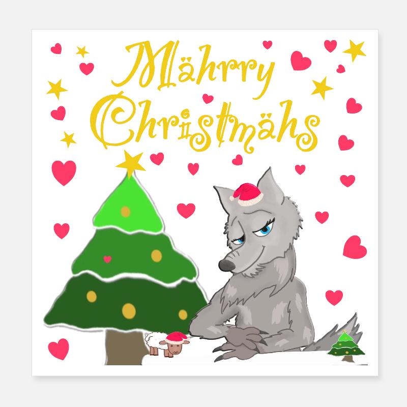 Loup emblématique, Noël sous le sapin de Noël Poster 20 x 20 cm
