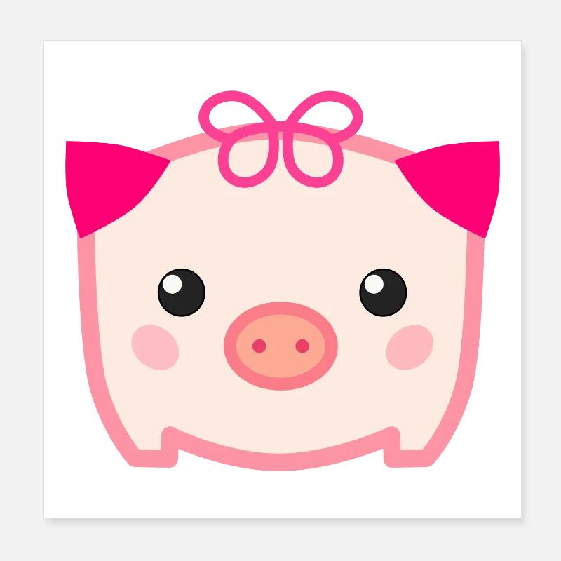 Cochon mignon Kawaii Poster 20 x 20 cm