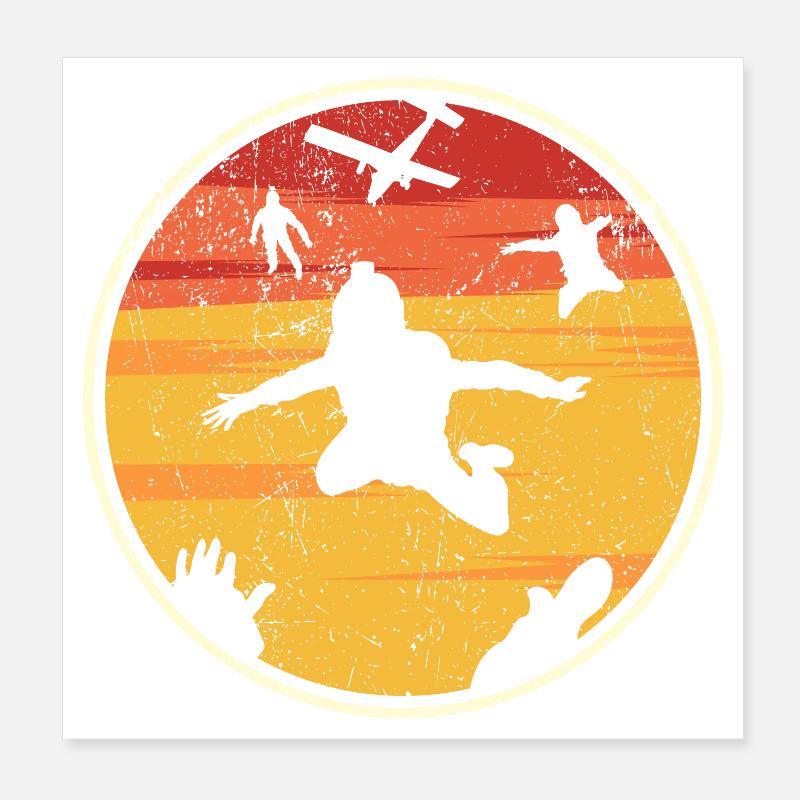Sunset Skydiver Circle Poster 8" x 8" (20x20 cm)