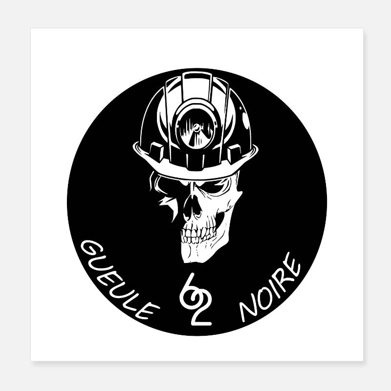 Gueule noire 62 - Poster 20 x 20 cm - blanc
