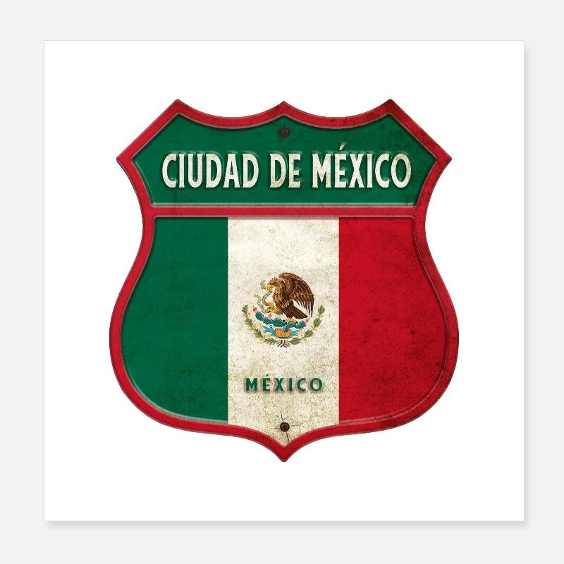 Mexiko Stadt Wappen Design - Poster 20x20 cm - Weiß