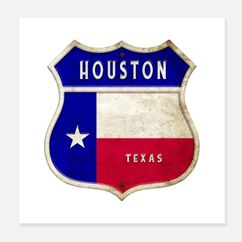 Houston Texas Wappen Flaggen Design - Poster 20x20 cm - Weiß