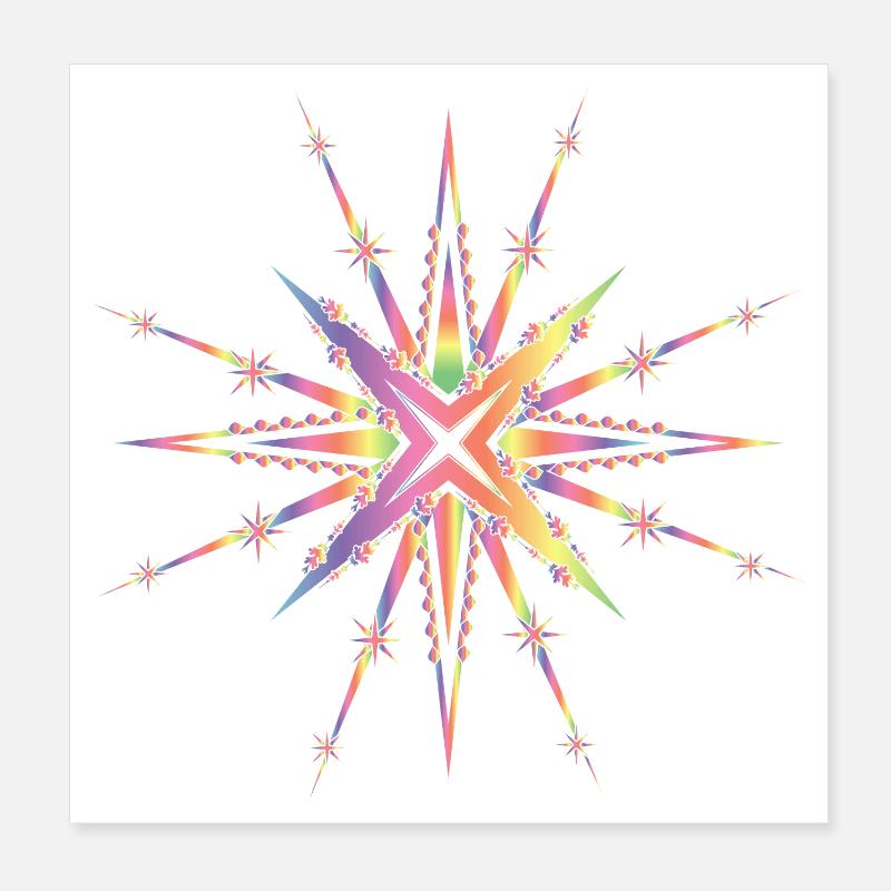 strahlender Stern in zarten Regenbogenfarben Poster 20x20 cm