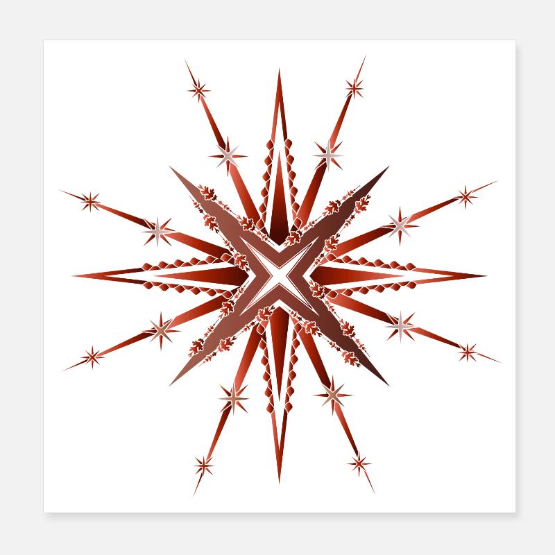 funkelnder und strahlender Rostroter Stern Poster 20x20 cm