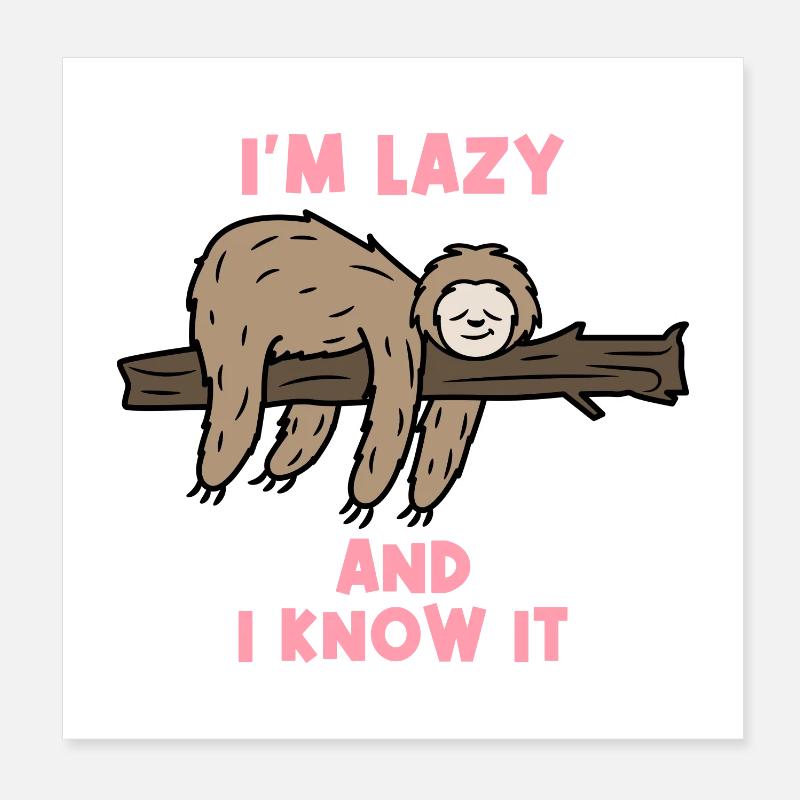 Animal Sleeping Statement Sloth Jungle Dwellers Poster 8" x 8" (20x20 cm)