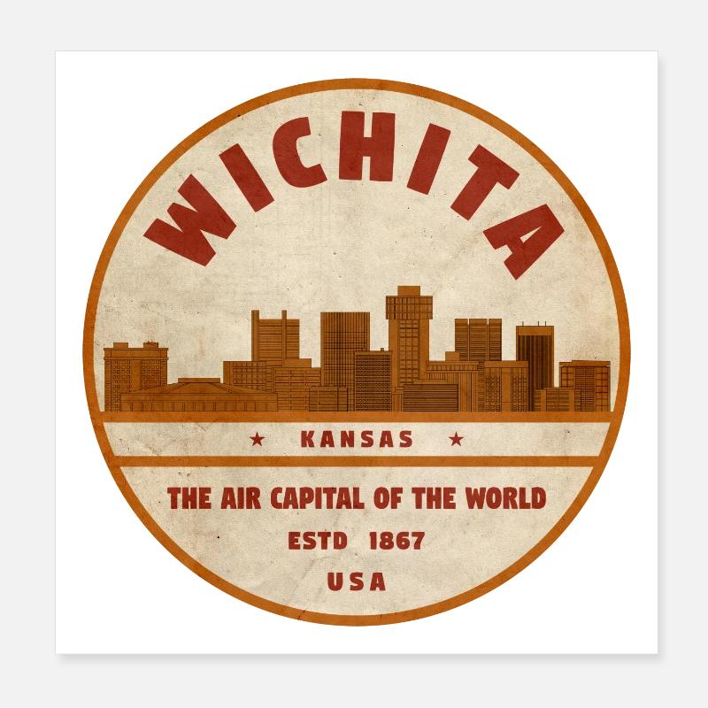 Wichita Vintage Abzeichen Luftkapital Poster 20x20 cm