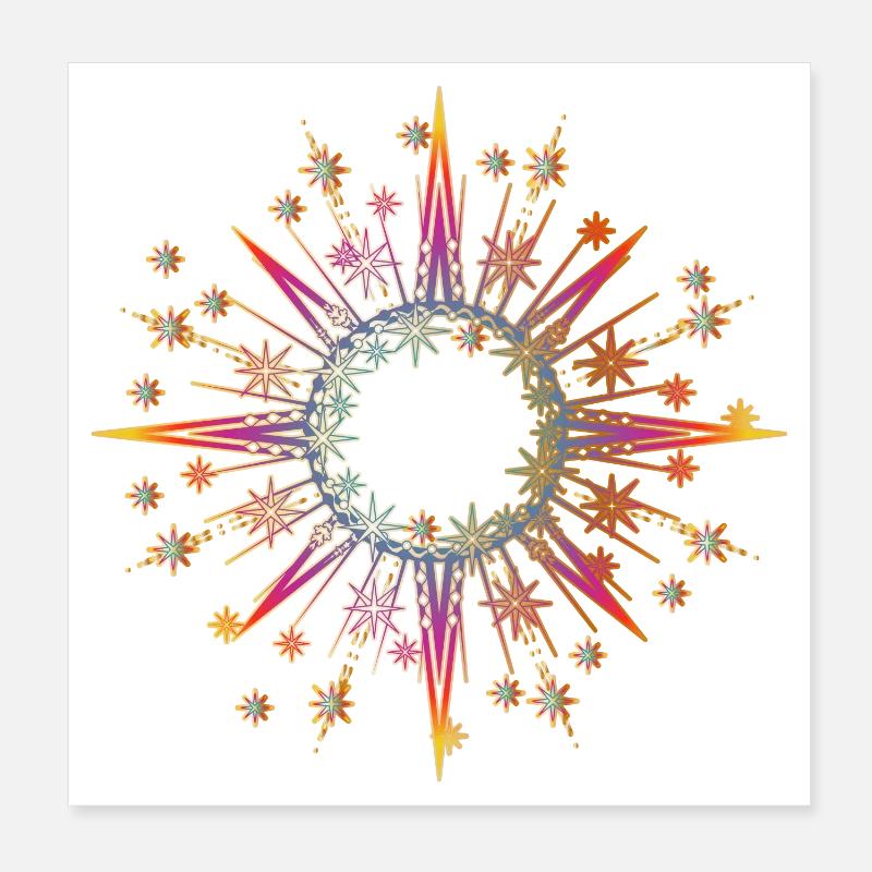 funkelnder und strahlender Stern als Rahmen Poster 20x20 cm