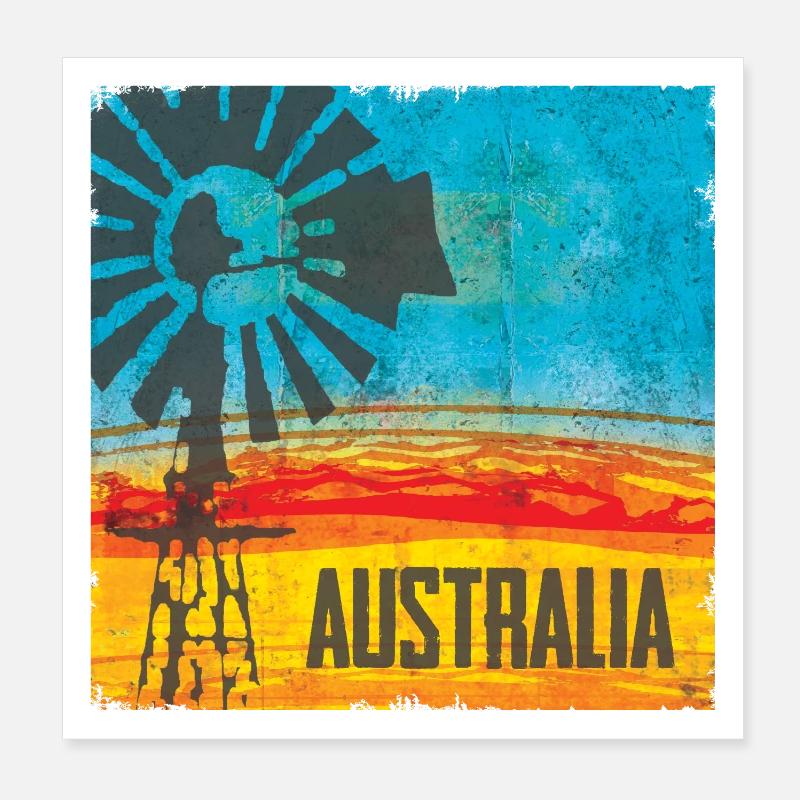 Australien Windrad Vintage Design Poster 20x20 cm
