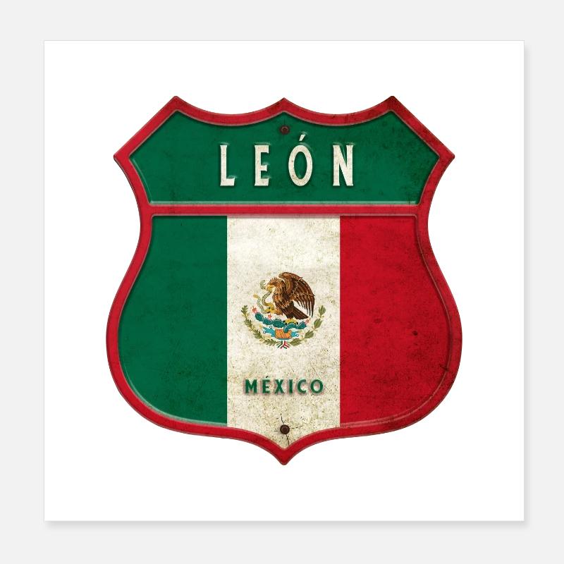 León Mexiko Wappen Design Poster 20x20 cm