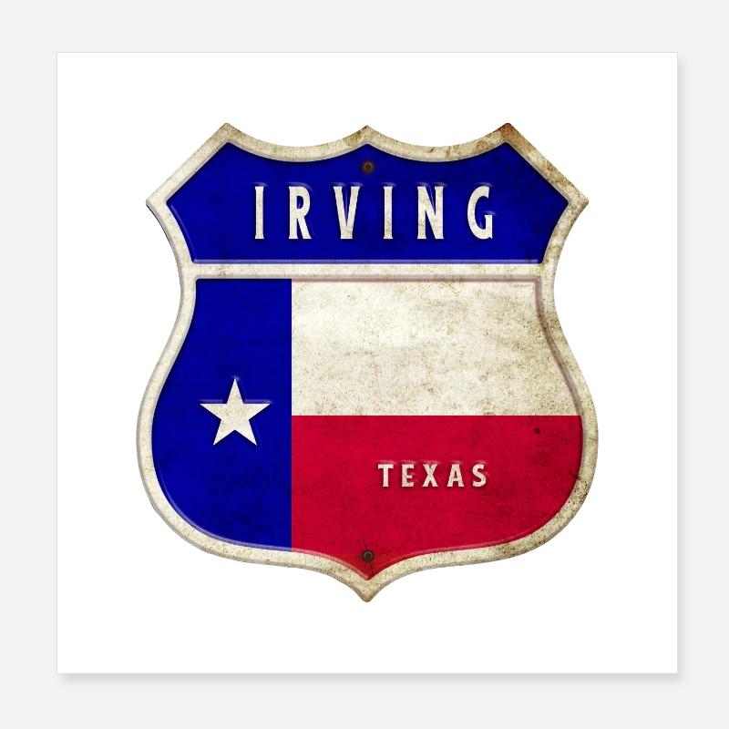 Irving Texas Crest Flag Design Poster 8" x 8" (20x20 cm)