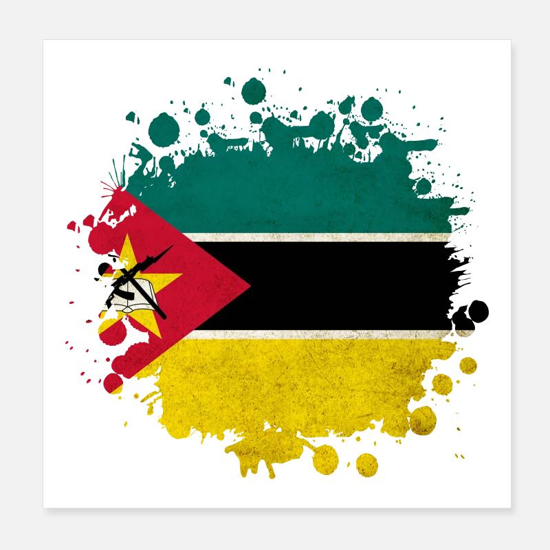 Mosambik Klecks Flaggen Design Poster 20x20 cm