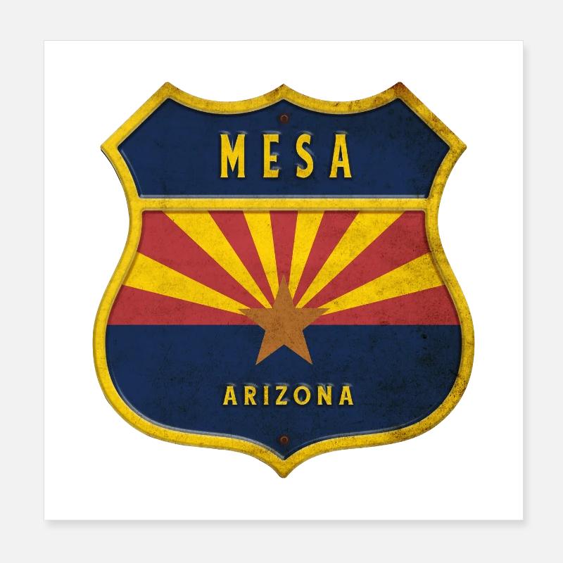 Mesa Arizona Flaggen Wappen Design Poster 20x20 cm
