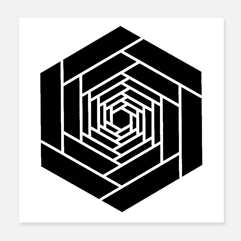 Hexagone infini noir fleur Poster 20 x 20 cm