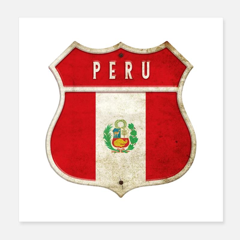Peru Wappen Flaggen Design Poster 20x20 cm