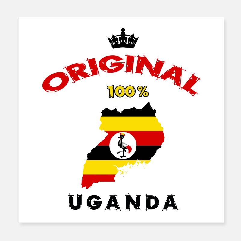 Design original 100 % drapeau ougandais Poster 20 x 20 cm