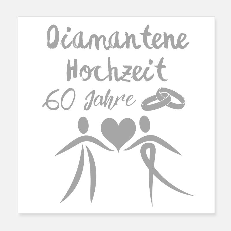 Diamantene Hochzeit 60 Jahre Paar silbern Poster 20x20 cm