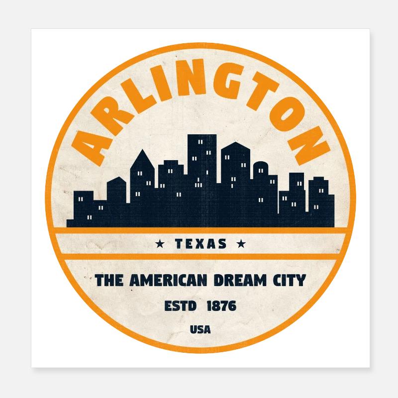 Arlington Skyline Retro Abzeichen Poster 20x20 cm