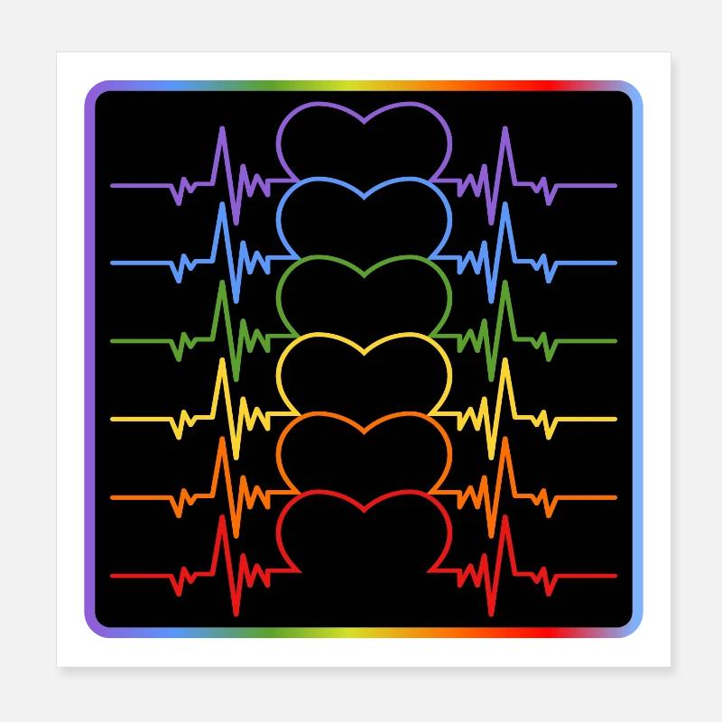 DRAPEAU LGBTQIA - HEARTBEAT PRIDE Poster 20 x 20 cm