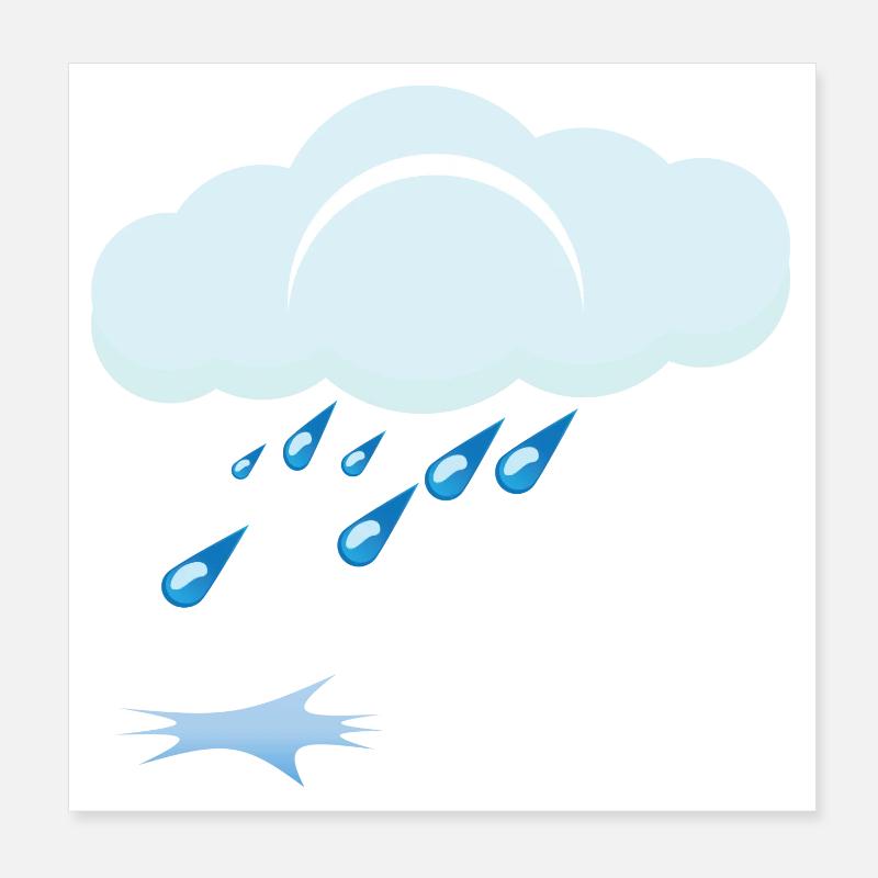 Regen - Poster 20x20 cm - Weiß