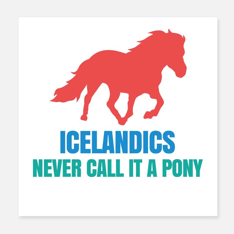 Icelandic Horses Pony Icelandic Pony Galopp Statement Poster 8" x 8" (20x20 cm)