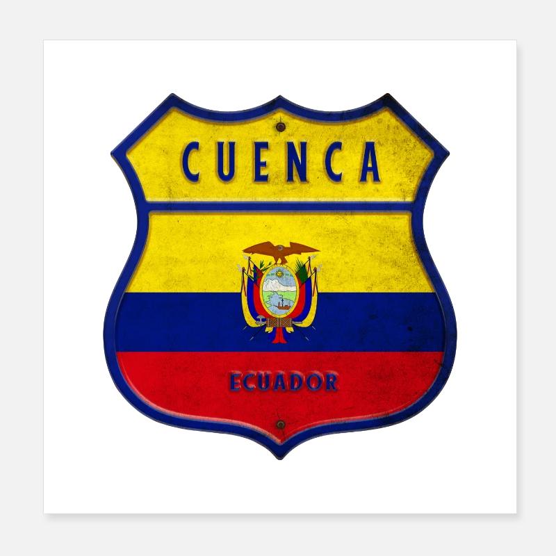 Cuenca Ecuador Wappen Flaggen Design Poster 20x20 cm