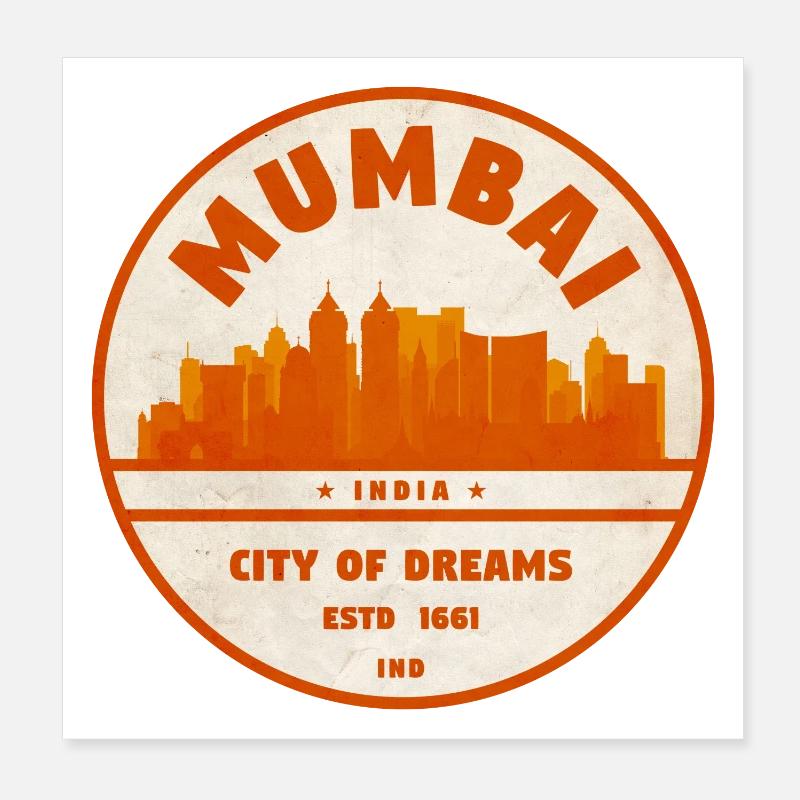 Mumbai India Skyline Poster 8" x 8" (20x20 cm)