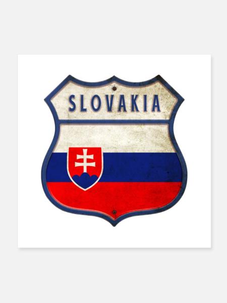 Slowakei Flaggen Wappen Design - Poster 20x20 cm - Weiß - Vorne