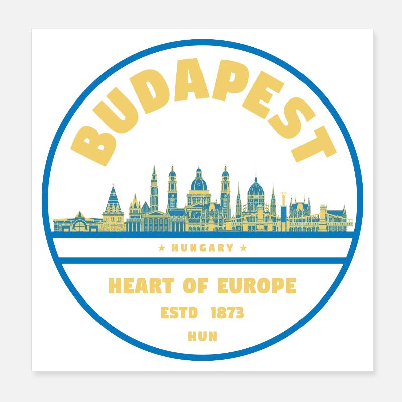 Emblème de la Skyline de Budapest Cœur de l’Europe Poster 20 x 20 cm