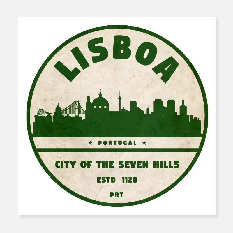 Lisboa Silhouette City Logo Poster 8" x 8" (20x20 cm)
