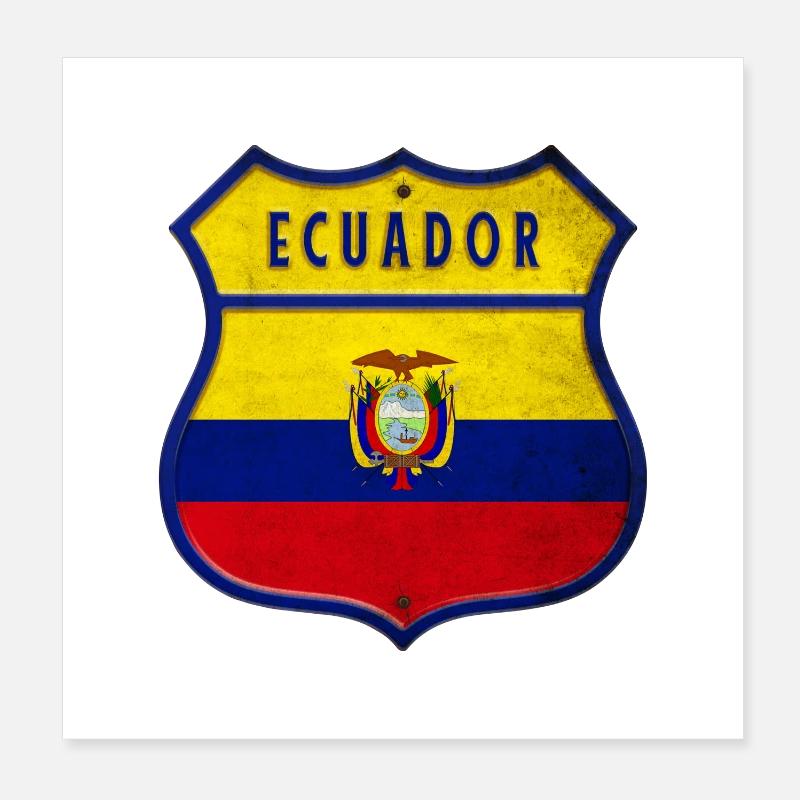 Ecuador Flaggen Wappen Design Poster 20x20 cm