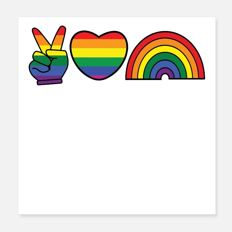 Rainbow Heart Equality Lgbt Homo Poster 8" x 8" (20x20 cm)
