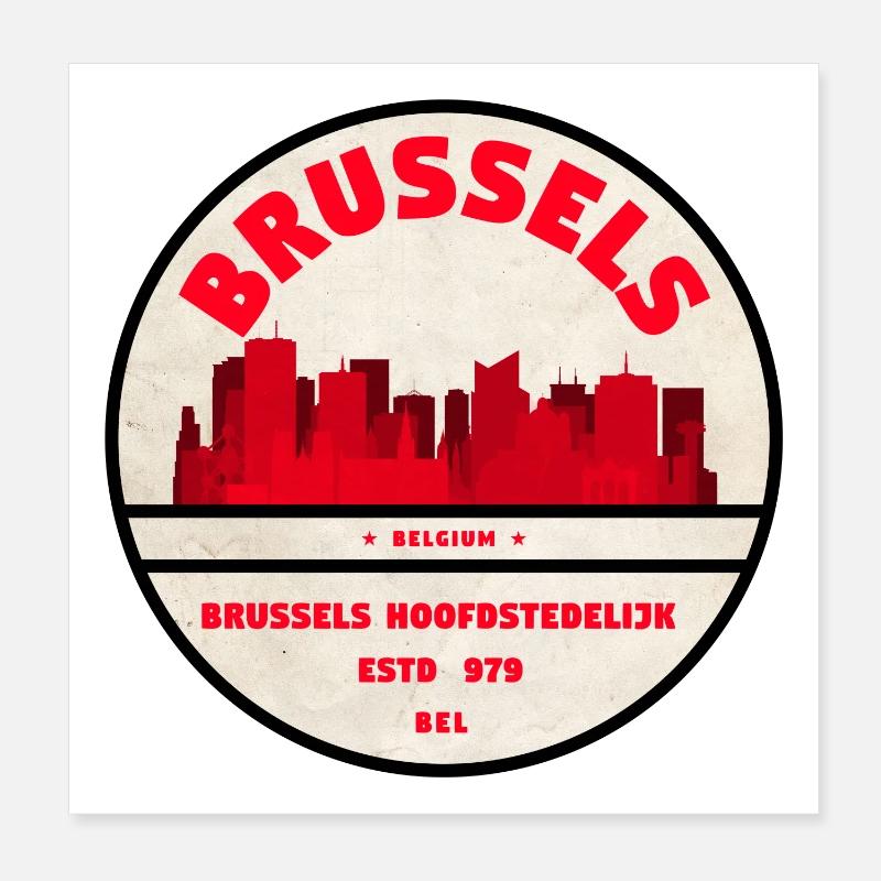 Brüssel Skyline Emblem Poster 20x20 cm