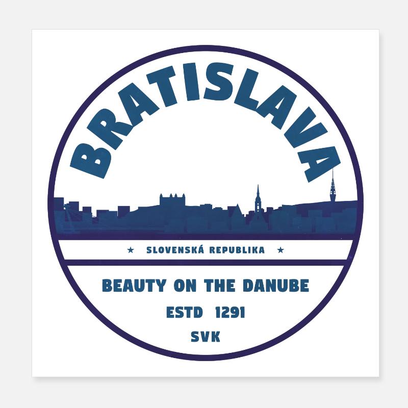 Emblème de la ligne d’horizon du Danube de Bratislava Poster 20 x 20 cm