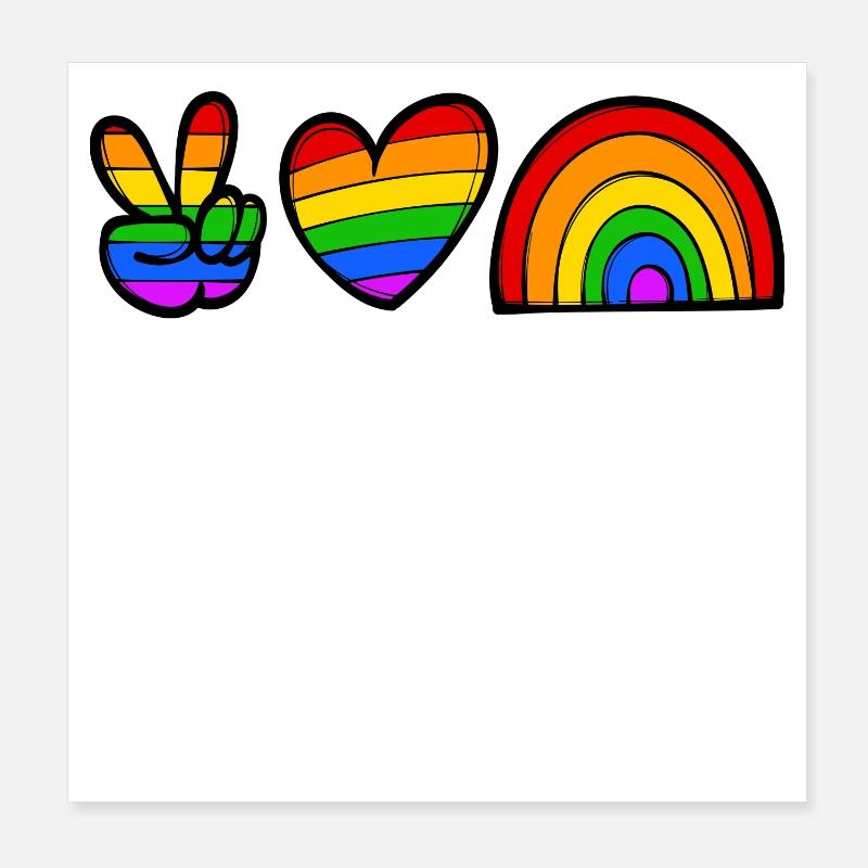 Rainbow Heart Lgbt Right-wing homosexual pride Poster 8" x 8" (20x20 cm)