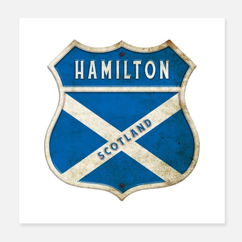 Drapeaux de l'Écosse Hamilton - Poster 20 x 20 cm - blanc