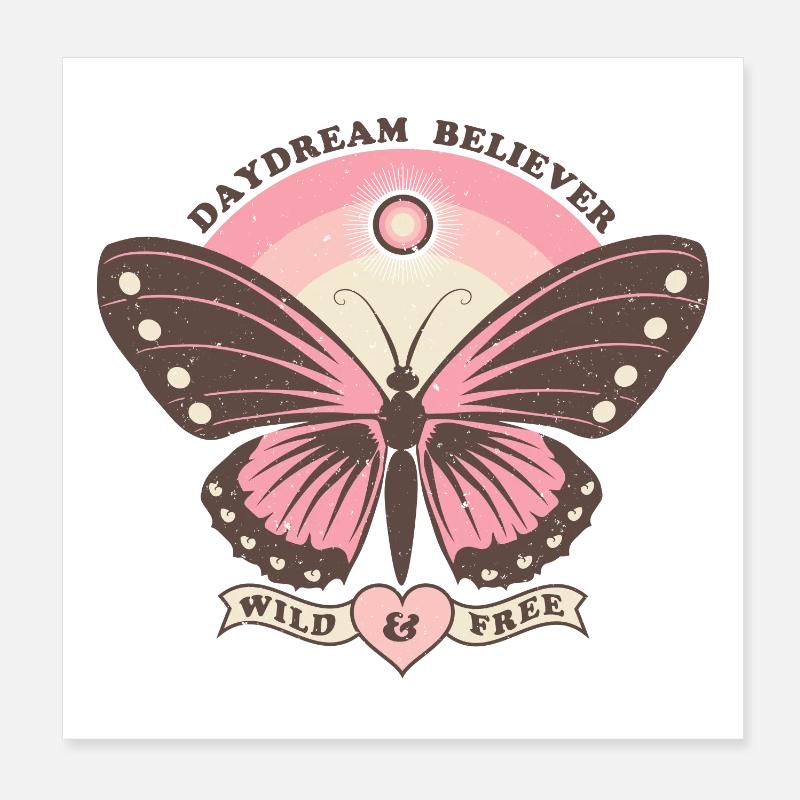 Boho Style Butterfly Poster 8" x 8" (20x20 cm)