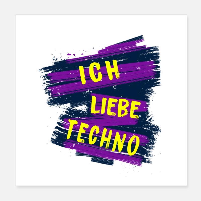 J’adore la techno Poster 20 x 20 cm