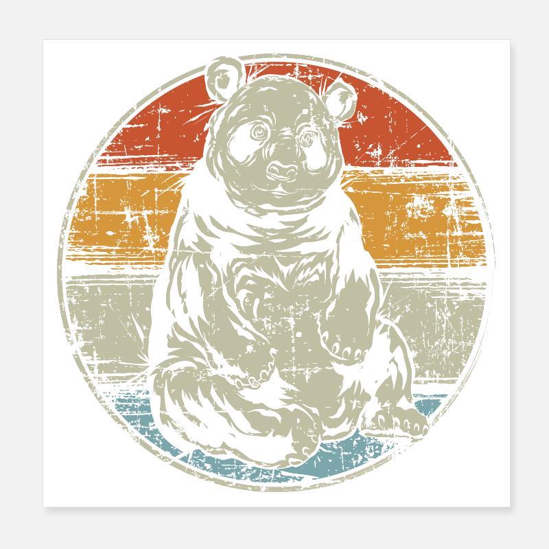 Vintage Panda - Poster 20x20 cm - Weiß