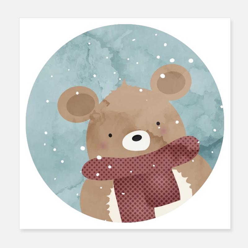 Ours doré sucré en hiver quand il neige Poster 20 x 20 cm