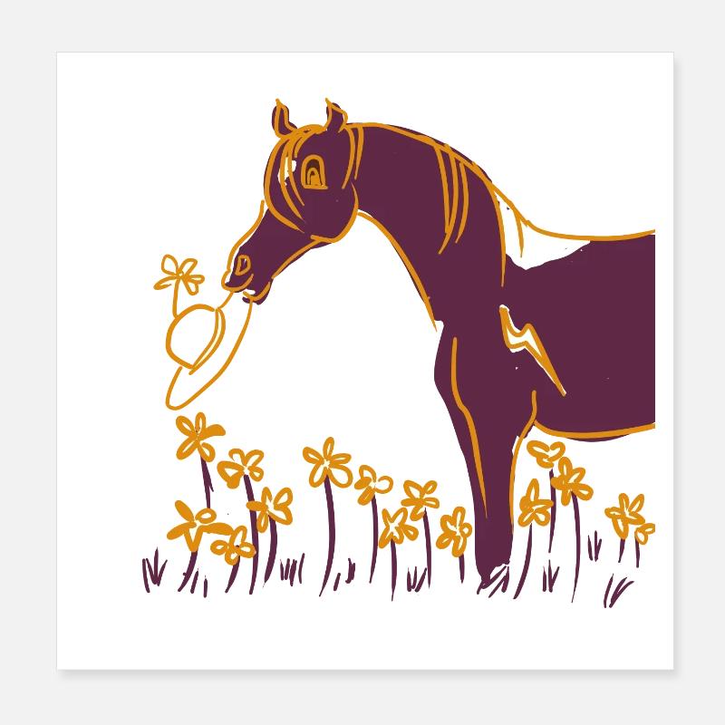 Cheval violet avec anneau fleuri Poster 20 x 20 cm