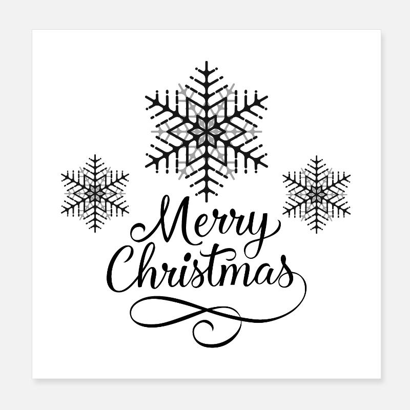 snowflake Merry Christmas Poster 8" x 8" (20x20 cm)