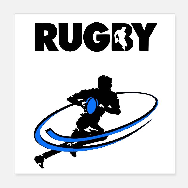 Rugby - Poster 20 x 20 cm - blanc