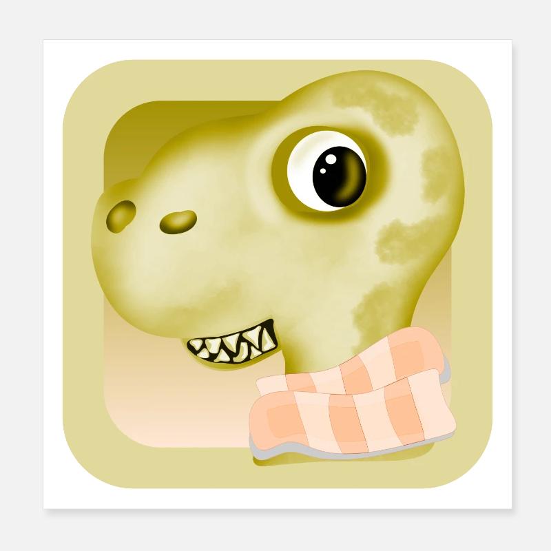 Dinosaur fever sore throat WINTER COLD Poster 8" x 8" (20x20 cm)