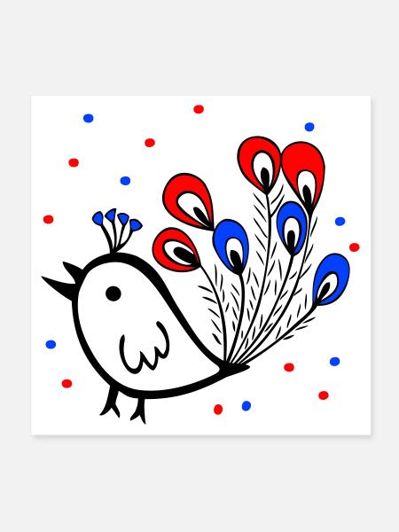 Karneval, Fasching, Spatz - Poster 20x20 cm - Weiß