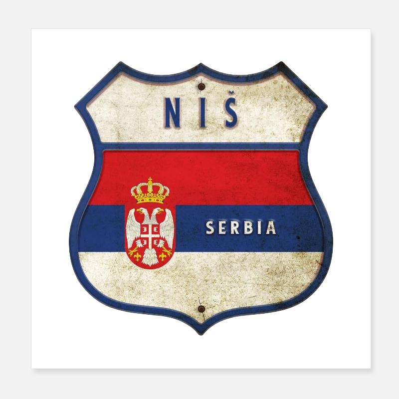 Design du drapeau de la Serbie de Niš Poster 20 x 20 cm
