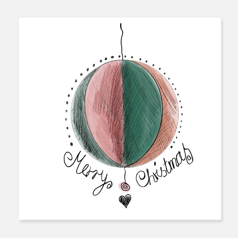 Joyeux Christmas Tree Ball Illustration Poster 20 x 20 cm
