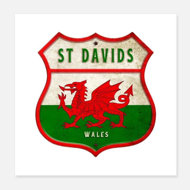 St Davids Pays de Galles Drapeau Design Poster 20 x 20 cm