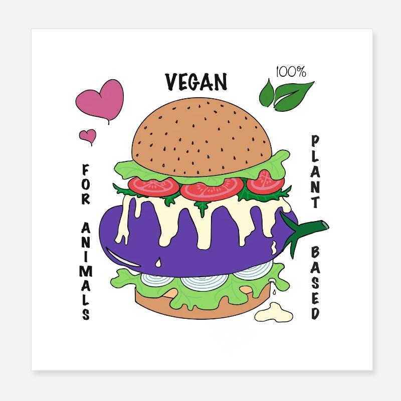 Affiche Burger Vegan Poster 20 x 20 cm